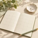 カレンダーと小皿に置かれたピアス。開ける時期を計画するイメージ